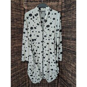 Elsewhere Sheer Polka Dot Zip Up Lagenlook Tunic Top Large Artsy Unique Shirt